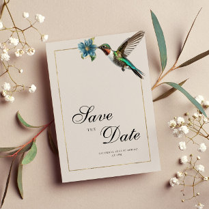 Soft ash shade colourful  hummingbird Save The Dat Invitation