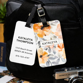 Soft Autumn Floral Personalised  Luggage Tag