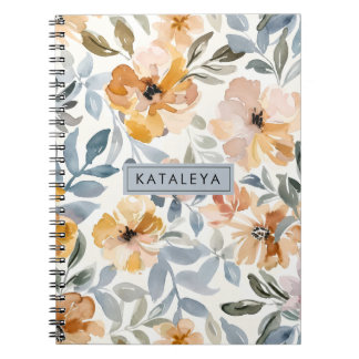 Soft Autumn Floral Personalised Notebook