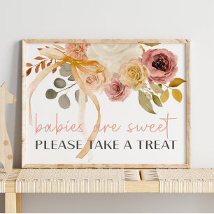 Soft Autumn Spring Floral Baby Shower Sweet Favour Poster