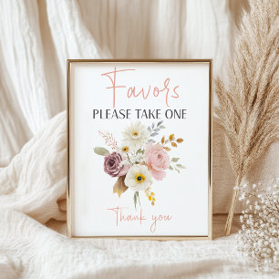 Soft Autumn Spring Floral Favours Baby Shower Sign