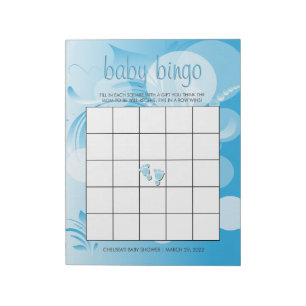 Soft Baby Blue Bokeh Florid Baby Boy Shower Notepad