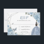 Soft Baby Blue Floral Roses Quinceañera Princess RSVP Card<br><div class="desc">Personalise these chic rsvp cards with your details easily and quickly,  simply press the customise it button to further re-arrange and format the style and placement of the text. (c) The Happy Cat Studio</div>