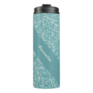 Soft Baby Blue Glitter Trendy Chic Personalised Thermal Tumbler
