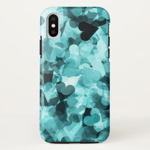 Soft Baby Blue Kawaii Hearts Background iPhone X Case