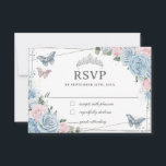 Soft Baby Blue Pink Floral Roses Quinceañera  RSVP Card<br><div class="desc">Personalise these chic rsvp cards with your details easily and quickly,  simply press the customise it button to further re-arrange and format the style and placement of the text. (c) The Happy Cat Studio</div>
