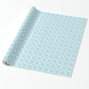 Soft Baby Blue Quatrefoil Pattern Wrapping Paper