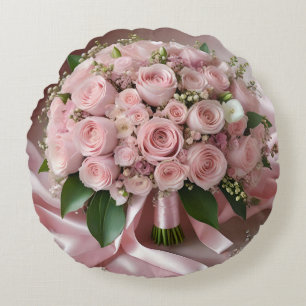 Soft Baby Blush Pink Rose Wedding Bouquet, Round Cushion