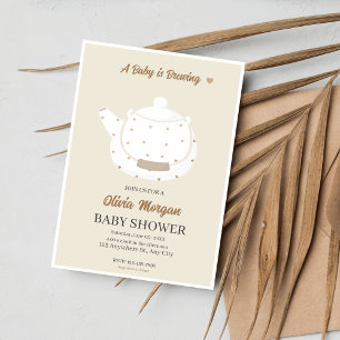 Soft Baby Shower Tea Party Teapot invitation card