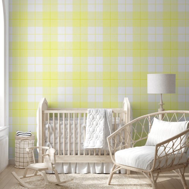 Soft Baby yellow and white plaid pattern Wallpaper (Kids)