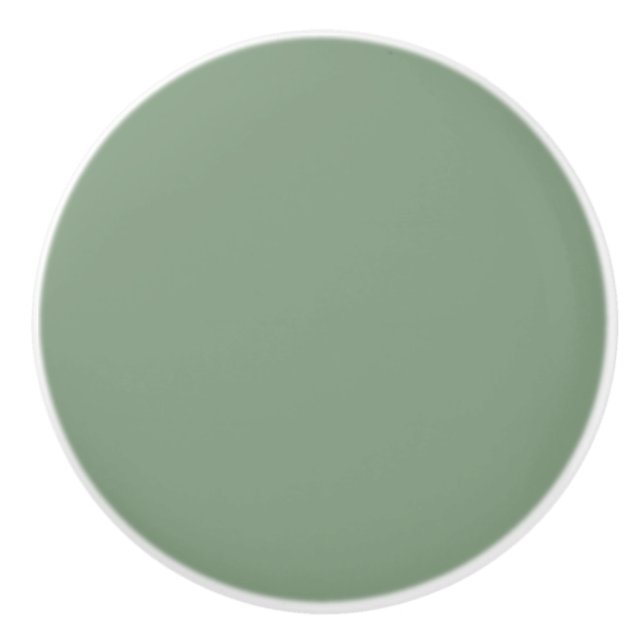 Soft Basil Green, Muted Neutral Solid Colour Ceramic Knob (Front)