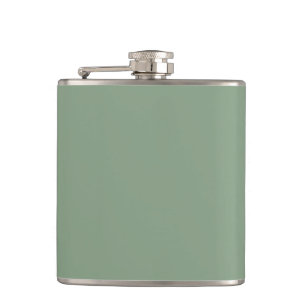 Soft Basil Green, Muted Neutral Solid Colour Hip Flask