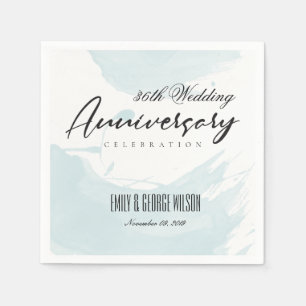 SOFT BEACH BLUE WATERCOLOR BRUSHSTROKE ANNIVERSARY NAPKIN