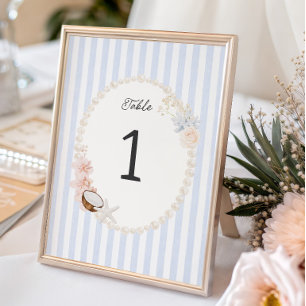 Soft Beach Bridal Shower Table Number