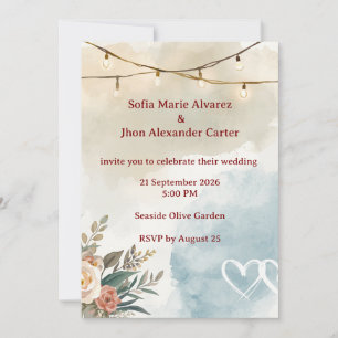 Soft Beach Elegance Modern Wedding Invitation