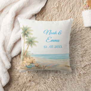 Soft Beach Tone Custom Guest Book Elegant Dreamy  Cushion