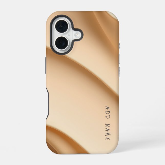 Soft Beige Abstract Waves iPhone 16 Case (Back)