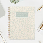 Soft Beige and Sage Foliage Custom Name Planner<br><div class="desc">Custom-designed spiral planner featuring natural elegant sage foliage pattern with custom name on soft beige colour background.</div>