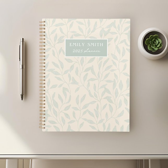 Soft Beige and Sage Foliage Custom Name Planner (Creator Uploaded)
