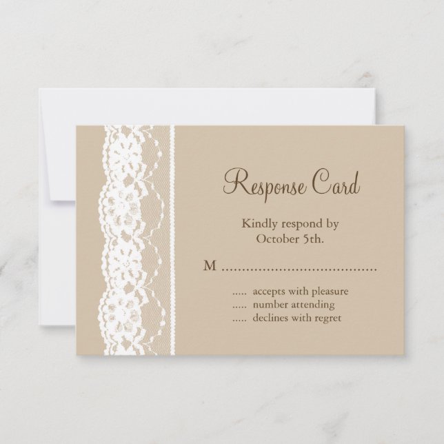 Soft Beige and Vintage Lace RSVP (Front)