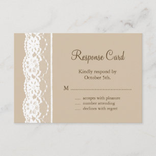 Soft Beige and Vintage Lace RSVP Card