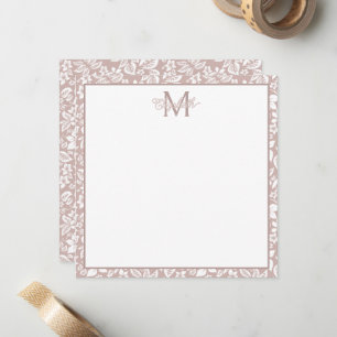 Soft Beige and White Floral Monogram Card