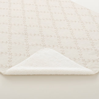 Soft Beige Boho Floral Trellis Pattern Sherpa Blanket