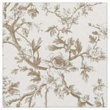 Soft Beige Botanical Toile Pattern