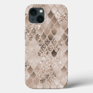 Soft Beige Brown Mermaid Scales Glam 1 iPhone 13 Case