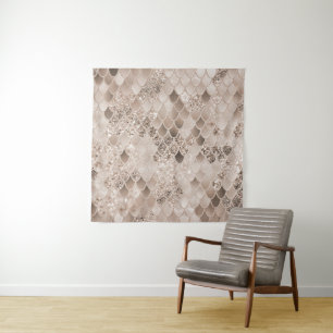 Soft Beige Brown Mermaid Scales Glam 1 Tapestry