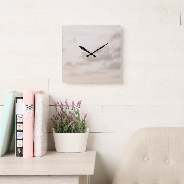 Soft Beige Caribbean Clouds Dream 1 Square Wall Clock (Reading Room)