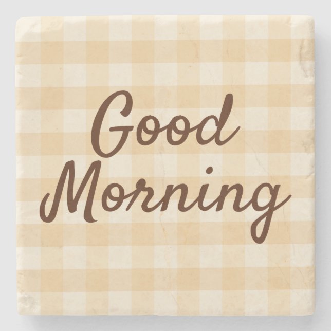 Soft Beige Chequered Morning Coasters – Minimalist (Front)