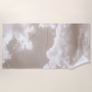 Soft Beige Clouds 5 #clouds #art Beach Towel