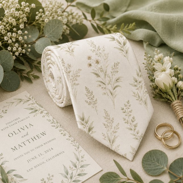 Soft Beige Delicate Botanical  Tie (Creator Uploaded)