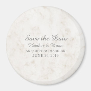 Soft Beige Elegant Marble Save the Date Magnet