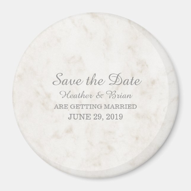Soft Beige Elegant Marble Save the Date Magnet (Front)