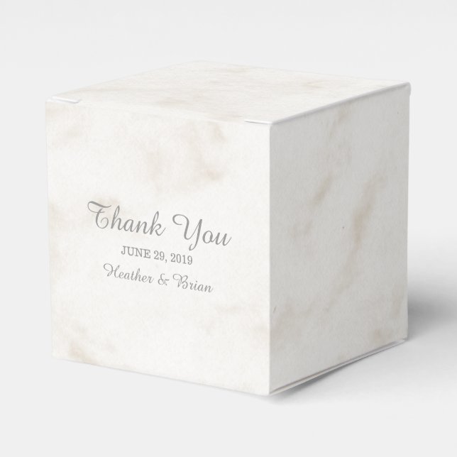 Soft Beige Elegant Marble Wedding Favour Box (Front Side)