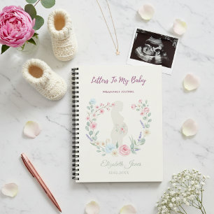 Soft Beige Floral Pregnancy Journal Keepsake