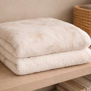 Soft Beige Florals Sherpa Blanket