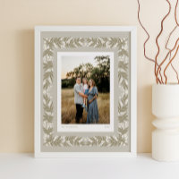 Soft Beige Folk Art Floral Frame with Custom Text