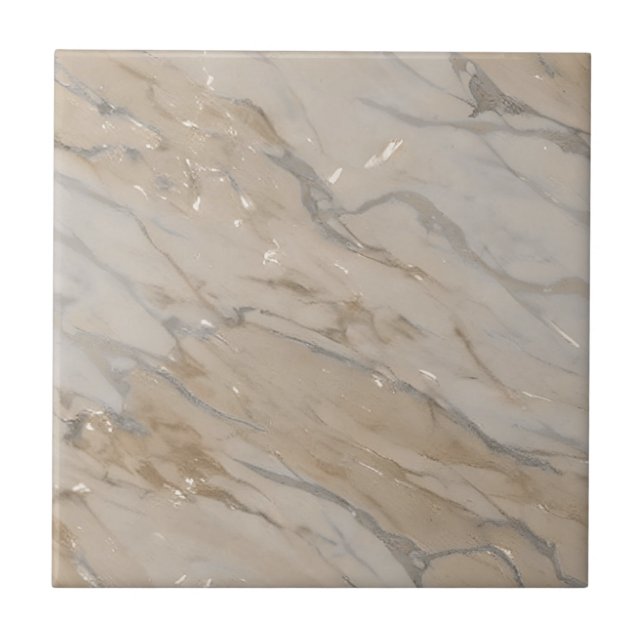 Soft Beige Grey Marble Stones Ceramic Tile (Front)