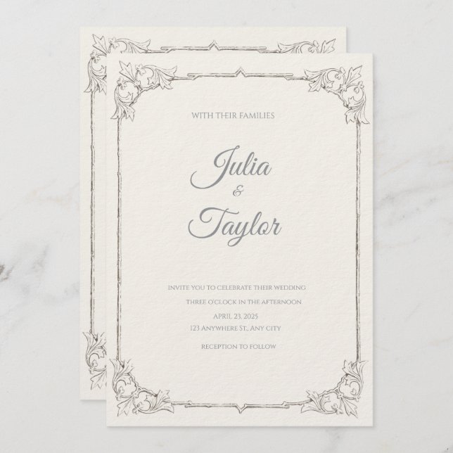 Soft Beige Minimalist Invitation (Front/Back)