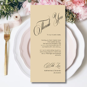 Soft Beige Minimalist Place Setting Thank You Card