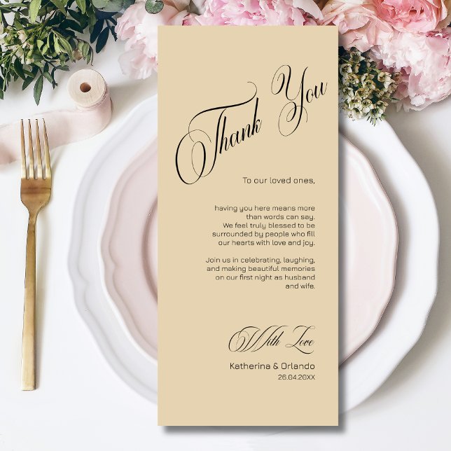 Soft Beige Minimalist Place Setting Thank You Card (Creator Uploaded)