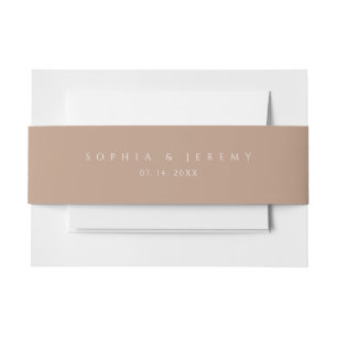 Soft Beige Natural Pastel Wedding  Monogram  Invitation Belly Band