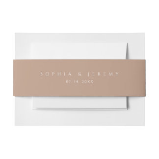 Soft Beige Natural Pastel Wedding  Monogram  Invitation Belly Band