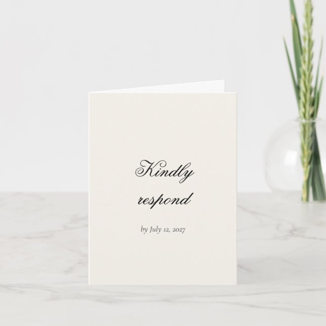 Soft beige Rococo Wedding RSVP Card (Front)