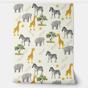 Soft Beige Safari Nursery Wallpaper – Jungle 