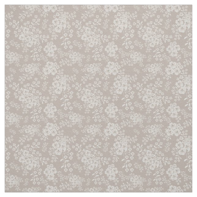 Soft Beige Wildflower Blooms Fabric (Swatch)