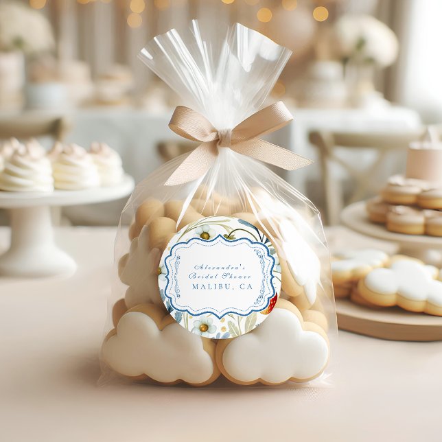 Soft Berry Blush Bridal Shower Classic Round Sticker (Creator Uploaded)